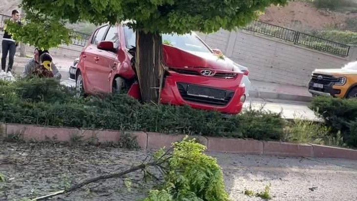 Elazığ'da otomobil ağaca çarptı: 3 yaralı